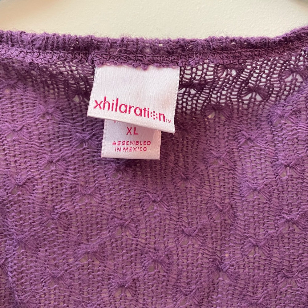 Purple Knit Tie-Front Bolero Shrug - Picture 2 of 3